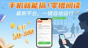 手机就能搞！零撸阅读挂G，最新平台，一键自动运行，随时随地挣，单日50-3张+【揭秘】-网创资源站
