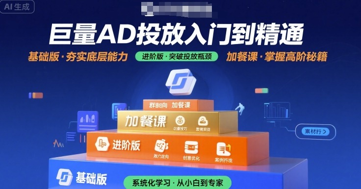 巨量AD投放入门到精通，基础版+进阶版+加餐课-网创资源站