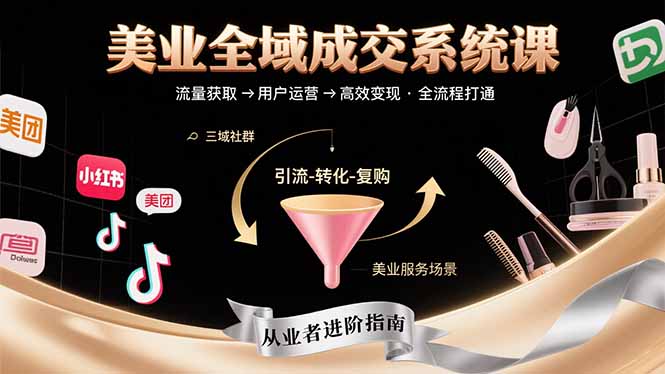 美业全域成交系统课程：帮助美业从业者打通从流量获取到高效变现全流程-网创资源站