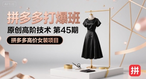 拼多多打爆班原创高阶技术第45期，拼多多高价女装项目-网创资源站