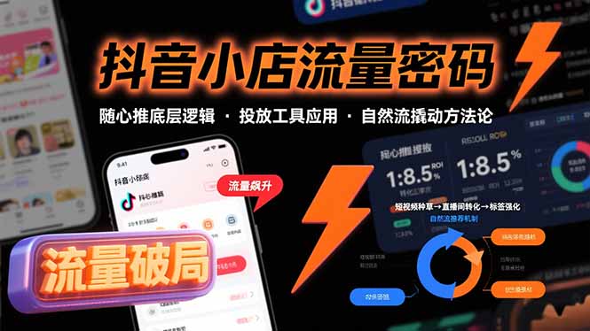 抖音小店流量密码，随心推底层逻辑，投放工具应用，自然流撬动核心方法论-网创资源站