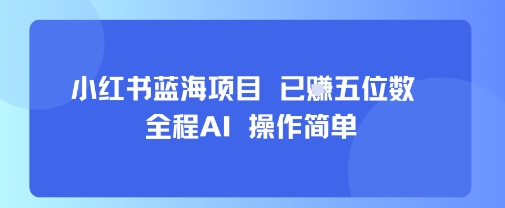 小红书蓝海项目，全程AI，操作简单，已挣五位数-网创资源站