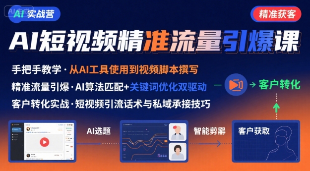 AI+短视频引爆精准客户实战营，手把手教你引爆Ai短视频精准流量-网创资源站