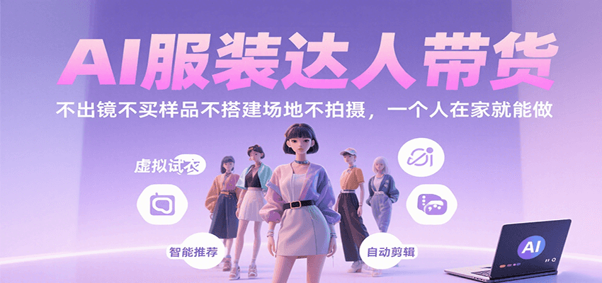 AI服装达人带货，不出镜不买样品不搭建场地不拍摄，一个人在家就能做-网创资源站