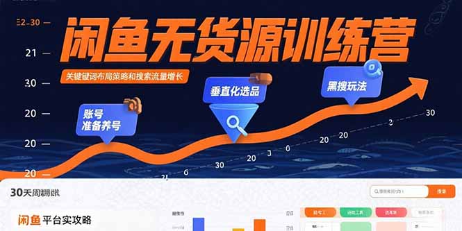 闲鱼无货源训练营：账号准备养号/垂直化选品/黑搜玩法，0基础30天盈利指南-网创资源站