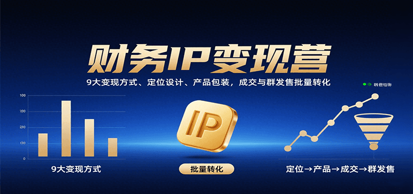 财务IP变现营：9大变现方式、定位设计、产品包装，成交与群发售批量转化-网创资源站