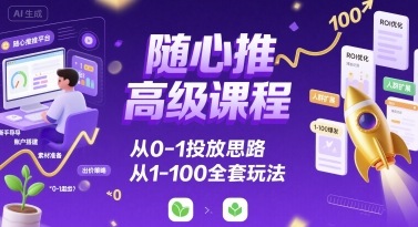 随心推高级课程，从0-1投放思路，也有从1-100的全套玩法-网创资源站