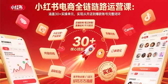 小红书电商全链路运营课：涵盖30+实操单元，实现从开店到爆款账号完整闭环-网创资源站