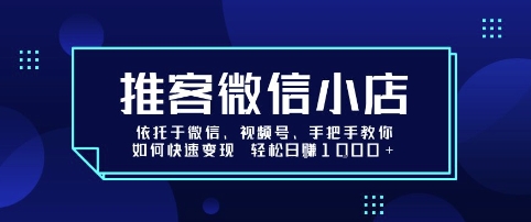 推客微信小店依托于微信、视频号，手把手教你如何快速变现 轻松日入1k+【揭秘】-网创资源站