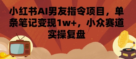 小红书AI男友指令项目，单条笔记变现1w+，小众赛道实操复盘-网创资源站