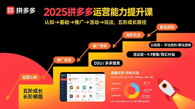 2025拼多多运营能力提升课：认知→基础→推广→活动→玩法，五阶成长路径-网创资源站