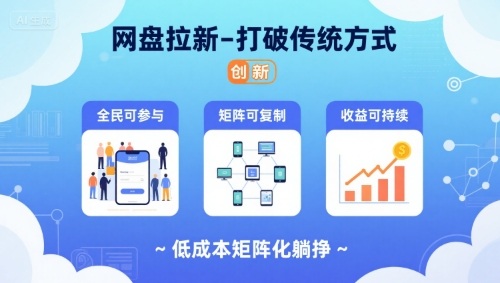 网盘拉新-打破传统方式，低成本矩阵化躺挣，全民可参与、矩阵可复制、收益可持续【揭秘】-网创资源站