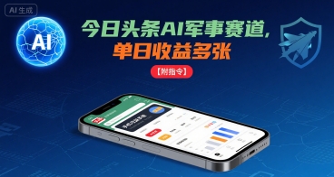 今日头条AI军事赛道，单日收益多张 ，手机可做【附指令】-网创资源站