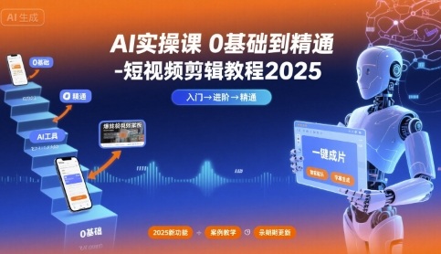 AI实操课0基础到精通-短视频剪辑教程2025-网创资源站