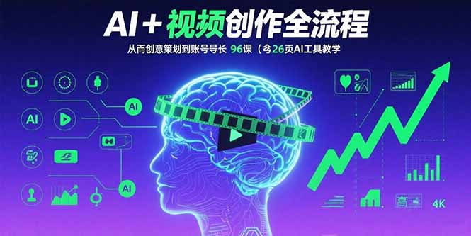 AI+短视频创作全流程：从创意策划到账号增长，96节课(含26项AI工具教学-网创资源站