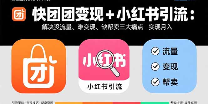 快团团变现+小红书引流：解决没流量、难变现、缺帮卖三大痛点 实现月入3w+-网创资源站