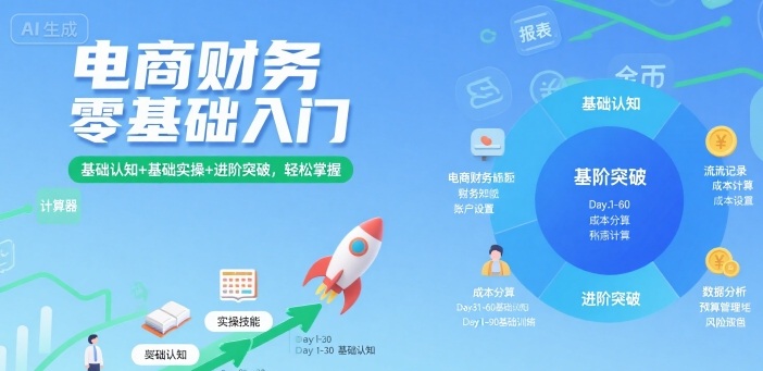 电商财务零基础入门，基础认知+基础实操+进阶突破，轻松掌握-网创资源站