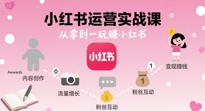 小红书运营实战课，从零到一玩賺小红书-网创资源站