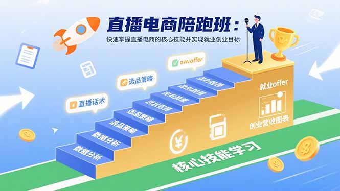 直播电商陪跑班：快速掌握直播电商的核心技能并实现就业/创业目标-网创资源站