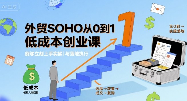 外贸SOHO从0到1低成本创业课，能够立刻上手实操与落地执行-网创资源站