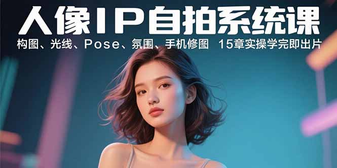 人像IP自拍系统课：构图、光线、Pose、氛围、手机修图 15章实操学完即出片-网创资源站