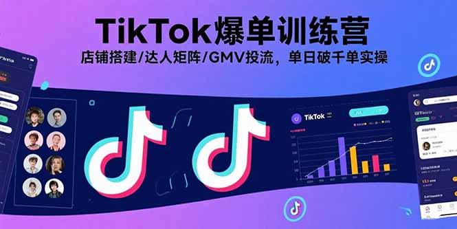 TikTok爆单训练营，店铺搭建/达人矩阵/GMV投流，单日破千单实操-网创资源站