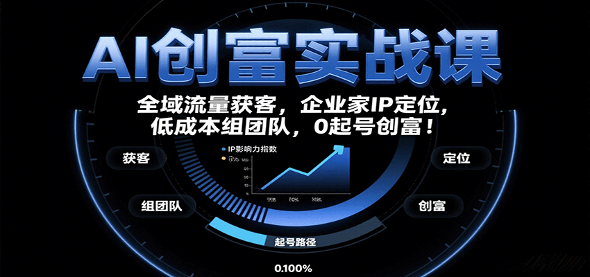 AI创富实战课：企业家IP定位，全域流量获客，低成本组团队，0起号创富！-网创资源站