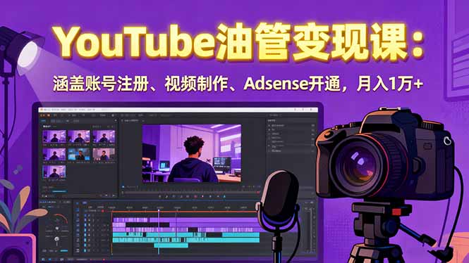 2025YouTube油管变现课：涵盖账号注册、视频制作、Adsense开通，月入1万+-网创资源站