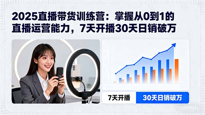 2025直播带货训练营：掌握从0到1的直播运营能力，7天开播30天日销破万-网创资源站