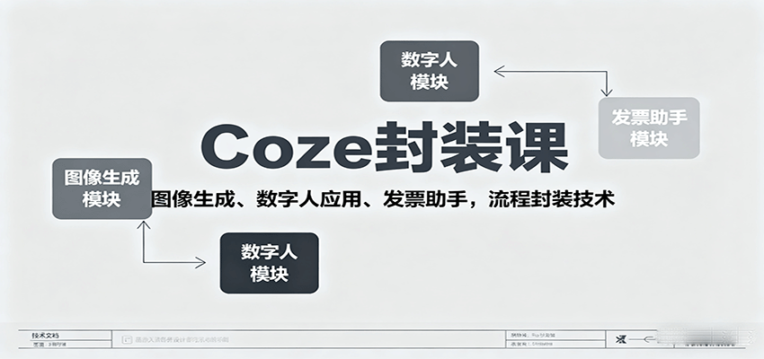 Coze封装课，图像生成、数字人应用、发票助手，流程封装技术-网创资源站