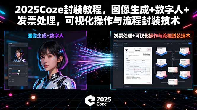 2025Coze封装教程，图像生成+数字人+发票处理，可视化操作与流程封装技术-网创资源站