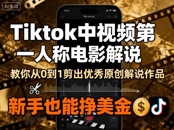 Tiktok中视频第一人称电影解说，教你从0到1剪出一个优秀的原创解说作品，新手也能挣美金-网创资源站
