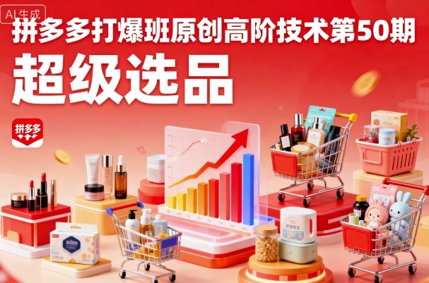 拼多多打爆班原创高阶技术第50期，超级选品-网创资源站
