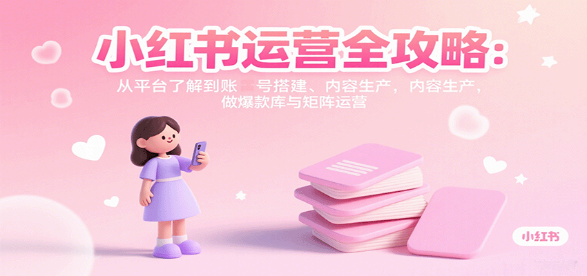 小红书运营全攻略：从平台了解到账号搭建、内容生产，做爆款库与矩阵运营-网创资源站