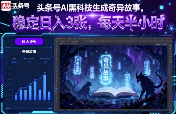 头条号AI黑科技生成奇异故事，稳定日入3张，每天半小时-网创资源站