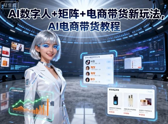 AI数字人+矩阵+电商带货新玩法，AI电商带货教程-网创资源站