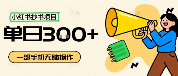 小红书抄书项目，无脑操作，一天3张-网创资源站