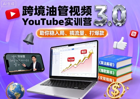 跨境油管视频YouTube实训营3.0，助你稳入局、搞流量、打爆款-网创资源站