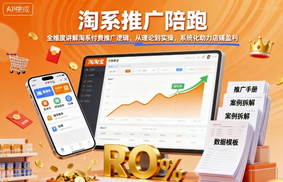 淘系推广陪跑，全维度讲解淘系付费推广逻辑，从理论到实操，系统化助力店铺盈利-网创资源站