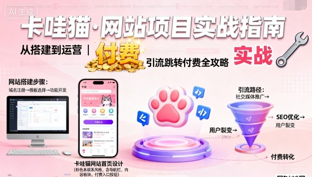 卡哇猫·网站项目，网站搭建与运营以及引流跳转付费-网创资源站