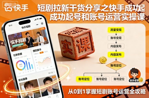 短剧拉新干货分享之快手成功起号和账号运营实操课-网创资源站