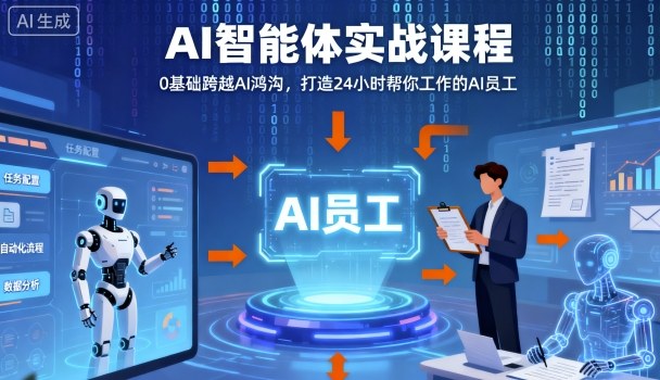 Ai智能体实战课程，0基础跨越Ai鸿沟，打造24小时帮你工作的Ai员工，打破常规，以实战定义Ai-网创资源站