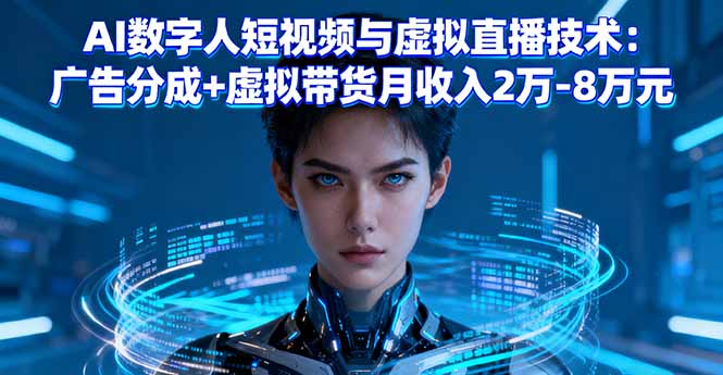 AI数字人短视频与虚拟直播技术：广告分成+虚拟带货月收入2万-8万元-网创资源站