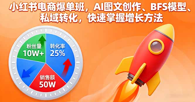 小红书电商爆单班，AI图文创作、BFS模型、私域转化，快速掌握增长方法-网创资源站