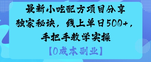 最新小吃配方项目分享独家秘诀，线上单日5张，手把手教学实操-网创资源站