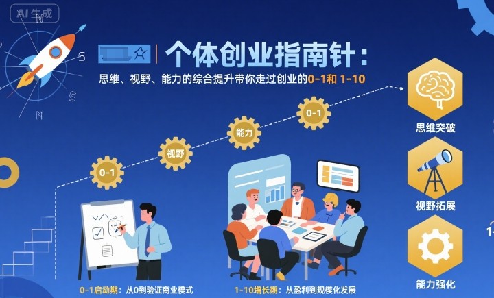个体创业指南针，思维、视野、能力的综合提升带你走过创业的0-1和1-10【音频】-网创资源站
