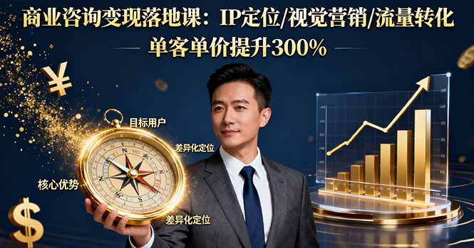 商业咨询变现落地课：IP定位/视觉营销/流量转化，单客单价提升300%-网创资源站