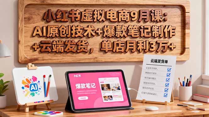 小红书虚拟电商9月课：AI原创技术+爆款笔记制作+云端发货，单店月利3万+-网创资源站