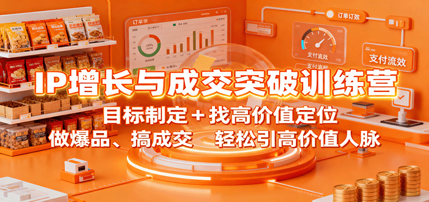 IP增长与成交突破训练营：目标制定+找高价值定位，做爆品、搞成交，轻松引高价值人脉-网创资源站