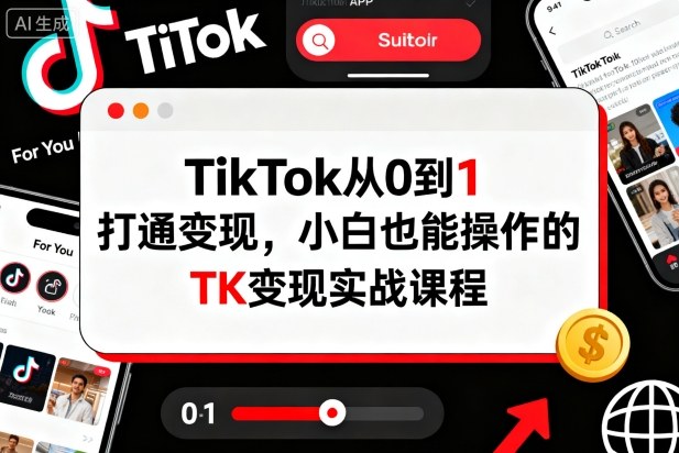 TikTok从0到1打通变现，小白也能操作的TK变现实战课程-网创资源站